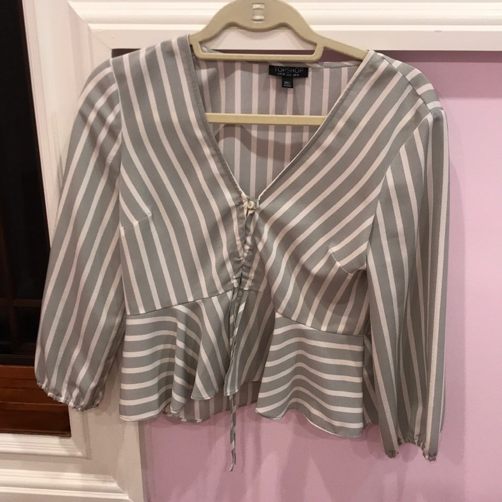 Grey & white stripped blouse